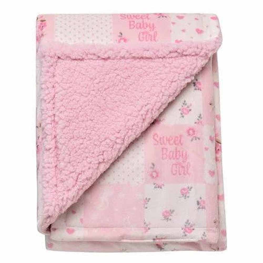 Little Me Sweet Baby Girl Pink Reversible Blanket