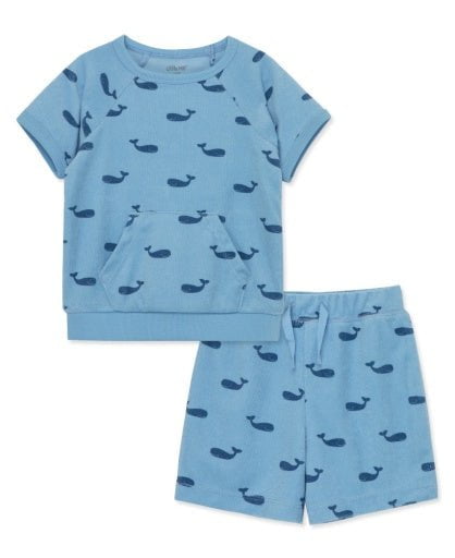 Little Me Whale Terry Short Set