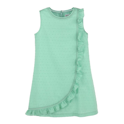 Luli & Me Aqua Classic Swiss Dot Ruffles Dress 7-10