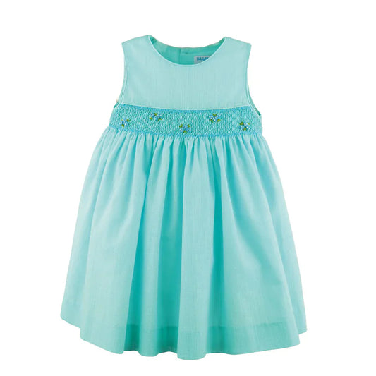 Luli & MeLuli & Me Fil a Fil Smock Dress - TurquoiseBabysupermarket