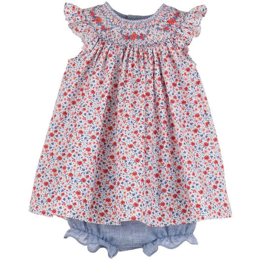 Luli & Me Apparel & Gifts Navy / 12 Mo Luli & Me Floral Randalls Smock Bishop