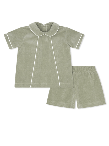Lullaby Set Boys Shortalls Dressy Sets Sweetgrass / 2 Toddler Lullaby Set Adam Short Set - Sweetgrass Corduroy