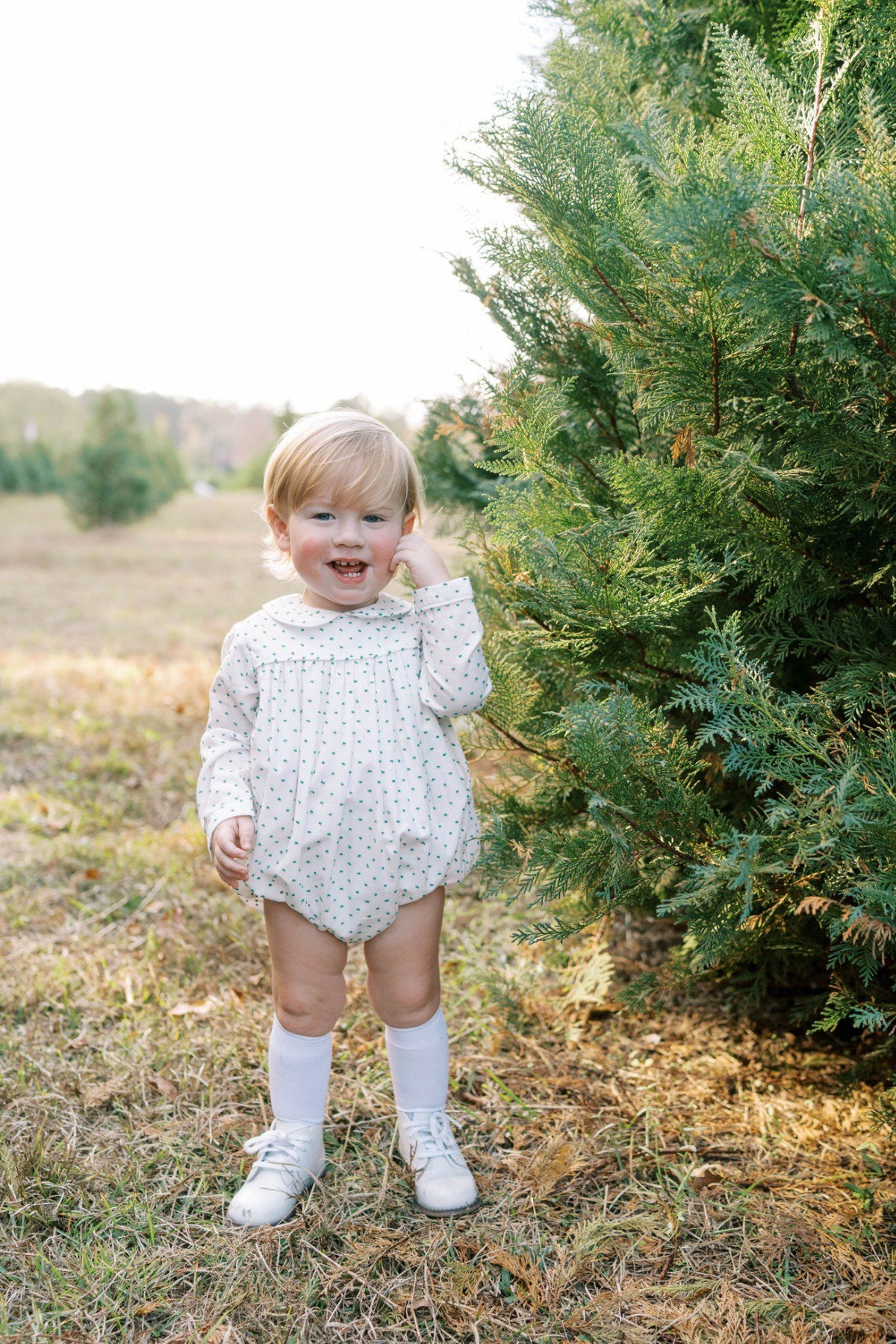 Lullaby Set Infant Boy Lullaby Set Covington Long Sleeve Bubble - Swiss Dot Mistletoe Green