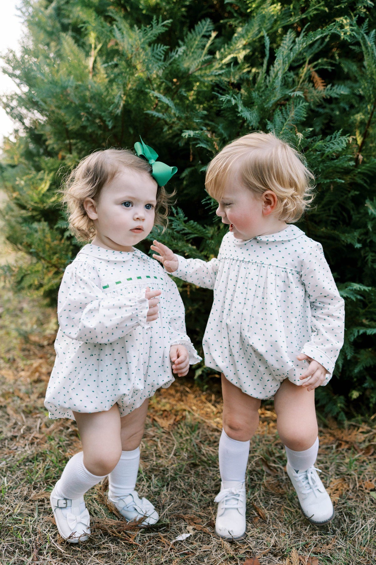 Lullaby Set Infant Boy Lullaby Set Covington Long Sleeve Bubble - Swiss Dot Mistletoe Green