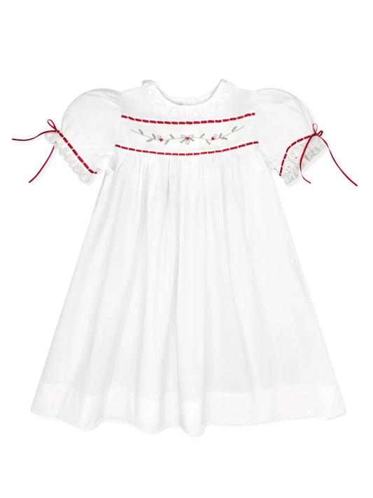 Lullaby Set White / 12 Mo Lullaby Set Girls Tiny Town Dress - Winslow White Batiste with Holly
