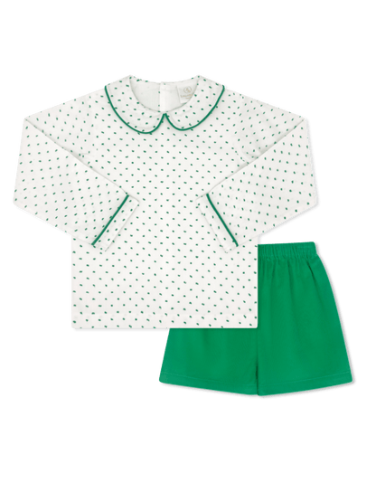 Lullaby Set Boys Shortalls Dressy Sets Green / 2 Toddler Lullaby Set Sibley Short Set - Swiss Dot Mistletoe Green