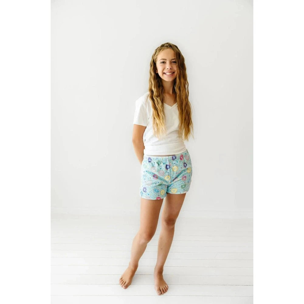 Macaron & Me Turquoise Donuts Plush Shorts