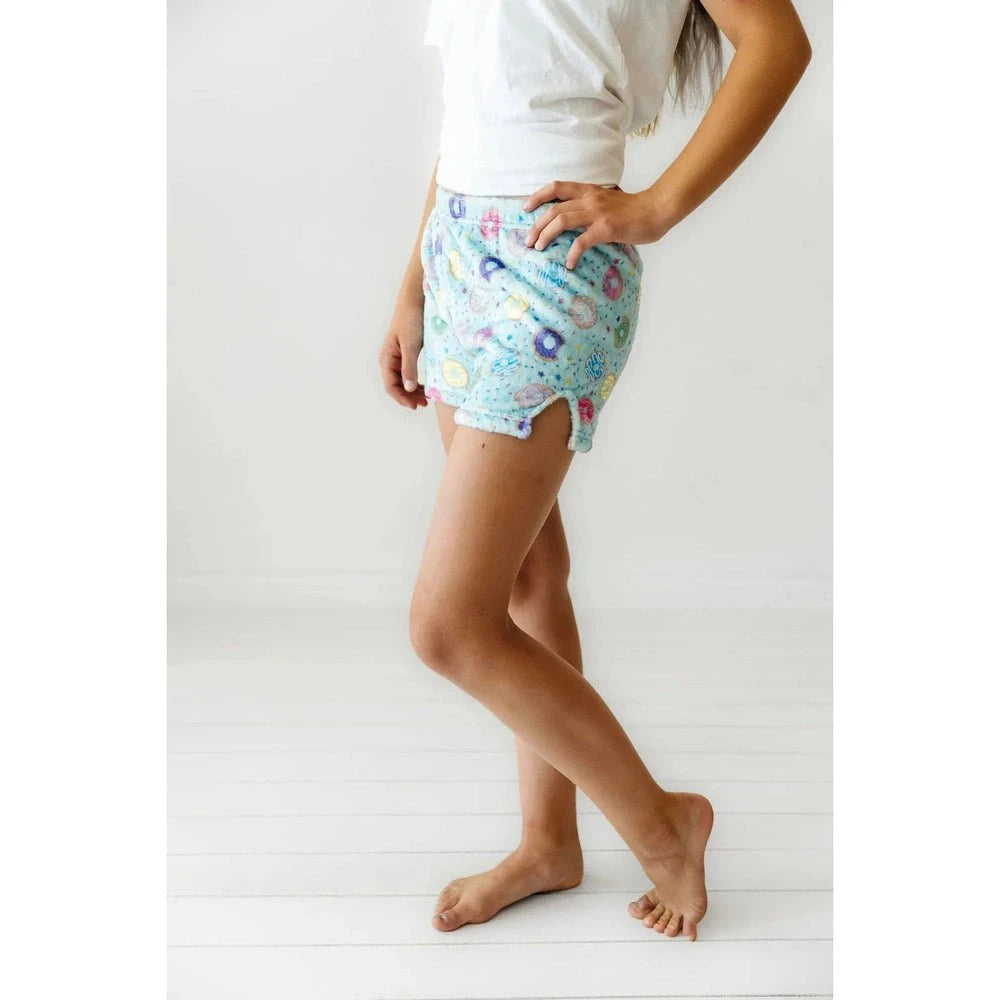 Macaron & Me Turquoise Donuts Plush Shorts