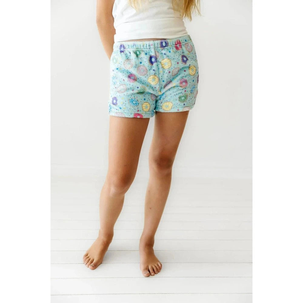 Macaron & Me Turquoise Donuts Plush Shorts