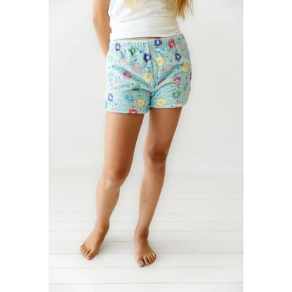 Macaron & Me Turquoise Donuts Plush Shorts