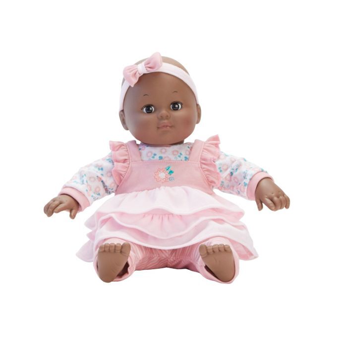 Madame Alexander Doll Baby Cuddles Pink Floral Dark Skin Tone