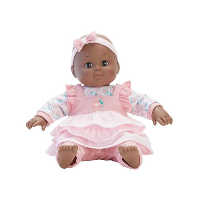 Madame Alexander Doll Baby Cuddles Pink Floral Dark Skin Tone