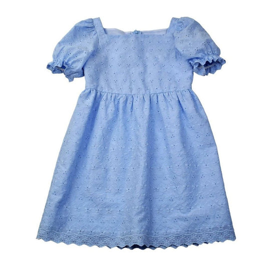 Maggie Breen Blue Eyelet Puff Sleeve Dress