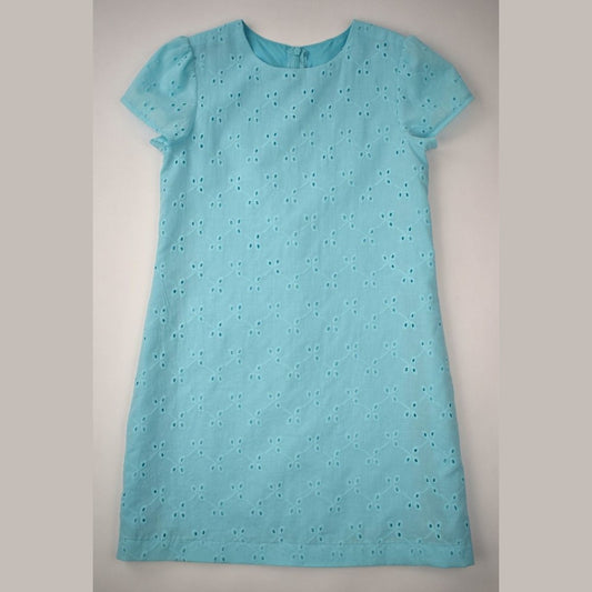 Funtasia Too Aqua / 7 Maggie Breen Girls Short Sleeve Dress - Aqua Eyelet