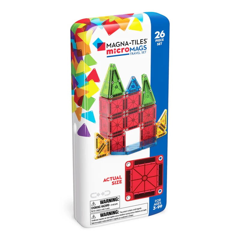 Magna-Tiles microMags 26 Piece Travel Set: Bold Colors