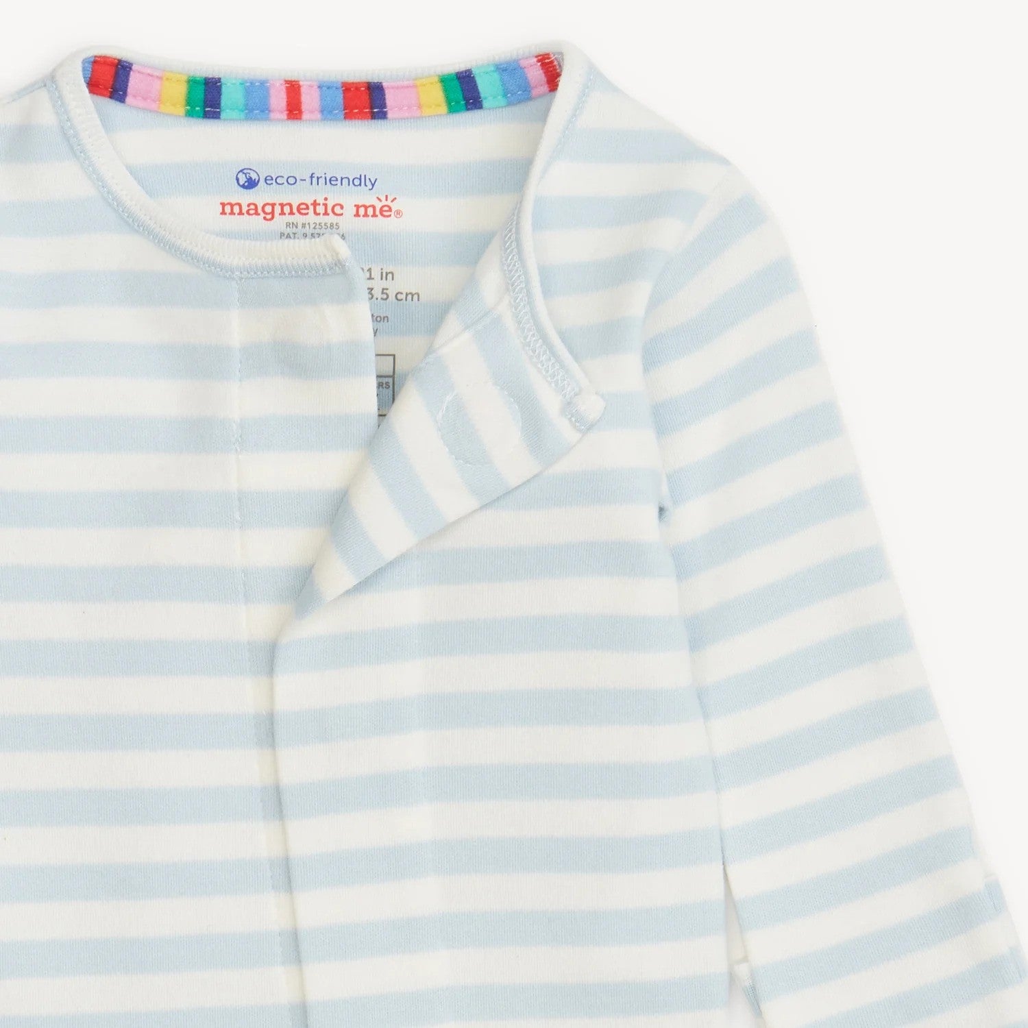 Magnetic Me Blue Stripe Organic Cotton Magnetic Footie