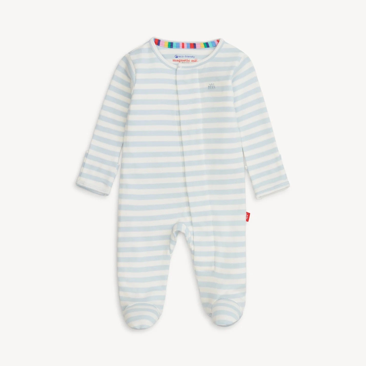 Magnetic Me Blue Stripe Organic Cotton Magnetic Footie