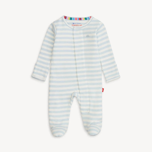 Magnetic Me Blue Stripe Organic Cotton Magnetic Footie