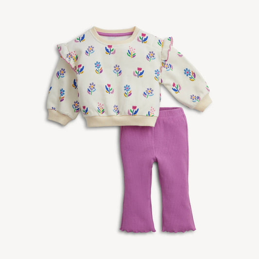 Magnetic Me Girls Apparel / Playsets / Toddler Magnetic Me Floral Ivory French Terry Girl's 2PC Set