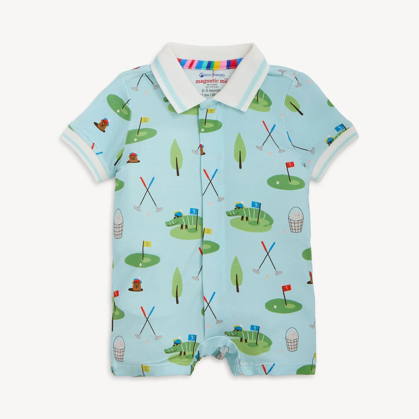 Magnetic Me Boys Apparel / Outfits / Infant Magnetic Me Gopher It Magnetic Modal S/S Short Polo Romper