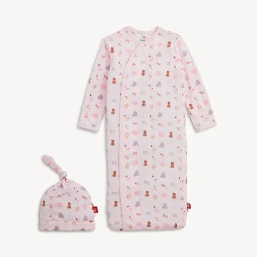 Magnetic Me Girls Apparel / Gowns / Infant Magnetic Me Nursery Nostalgia Pink Magnetic Modal Gown + Hat Set