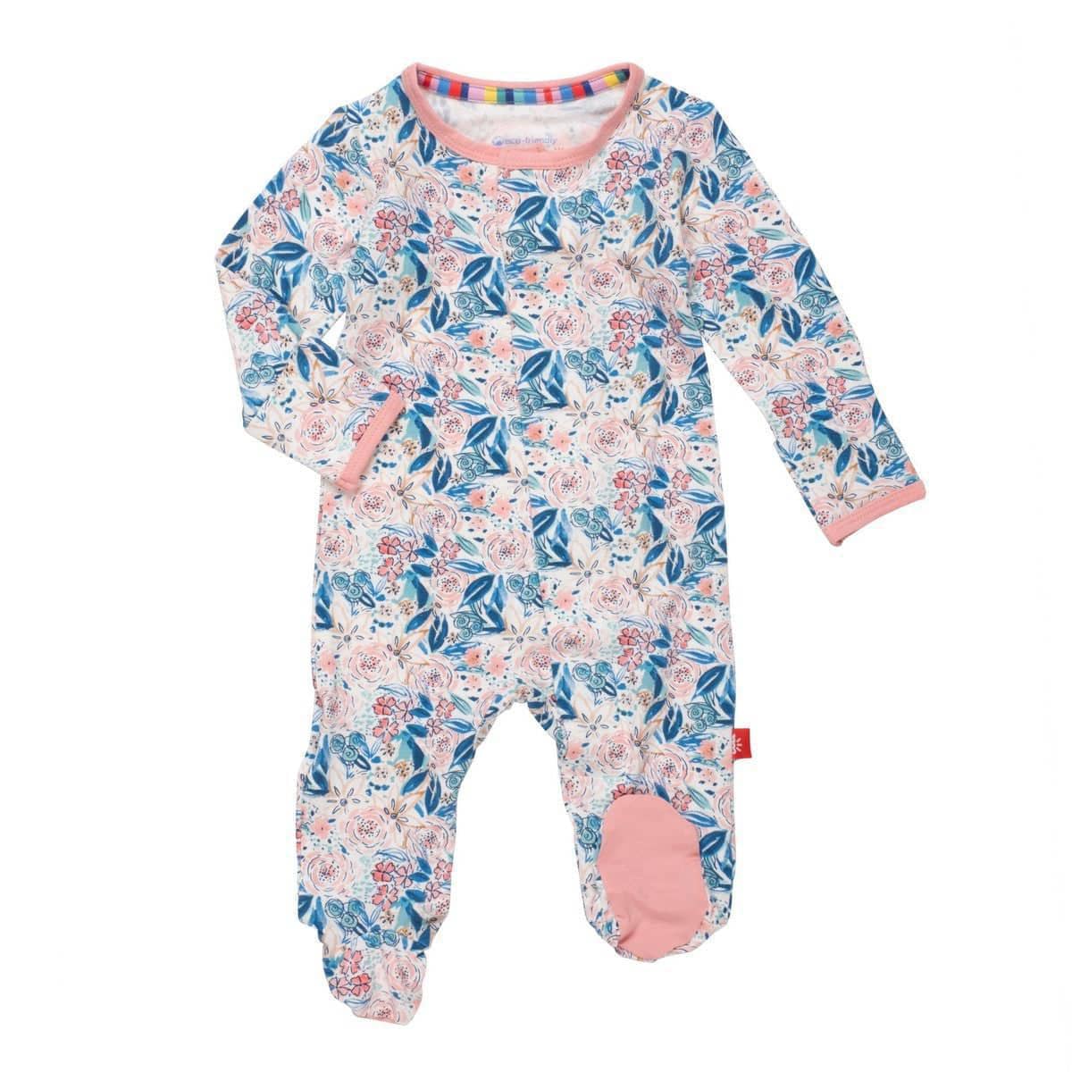 Magnificent Baby LLC General Magnetic Me Once and Floral Modal Footie