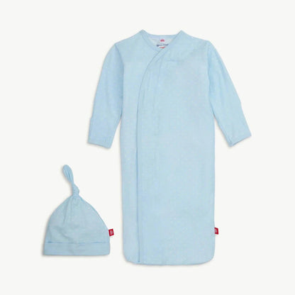 Magnetic Me Boys Apparel / Gowns / Infant Pin Dot Blue / NB-3Mo Magnetic Me Pin Dot Blue Gown + Hat Set