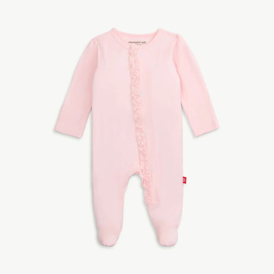 Magnetic Me Girls Apparel / Sleepwear / Infant Magnetic Me Pink Dogwood Modal Magnetic Footie w/Ruffles