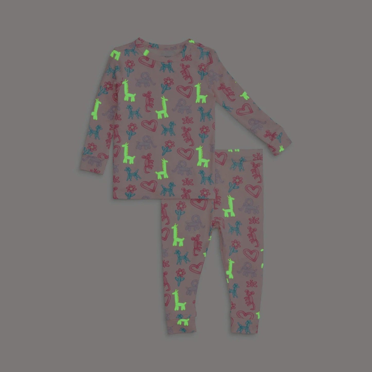Magnetic Me Pink Party Animals Glow In The Dark Magnetic Modal Long Sleeve PJ Set