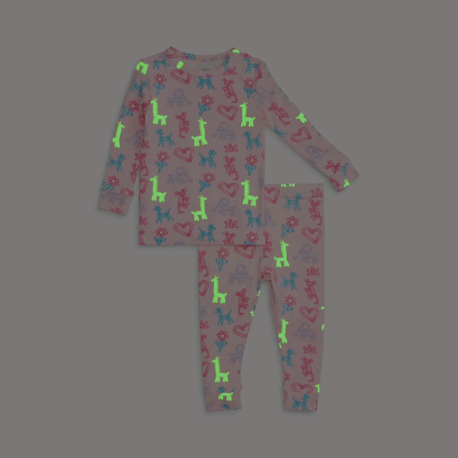 Magnetic Me Pink Party Animals Glow In The Dark Magnetic Modal Long Sleeve PJ Set