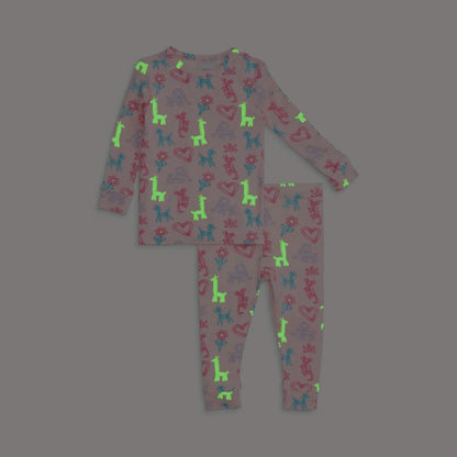 Magnetic Me Pink Party Animals Glow In The Dark Magnetic Modal Long Sleeve PJ Set