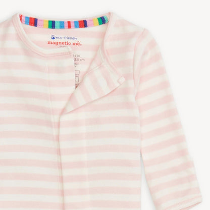 Magnetic Me Pink Stripe Organic Cotton Magnetic Footie