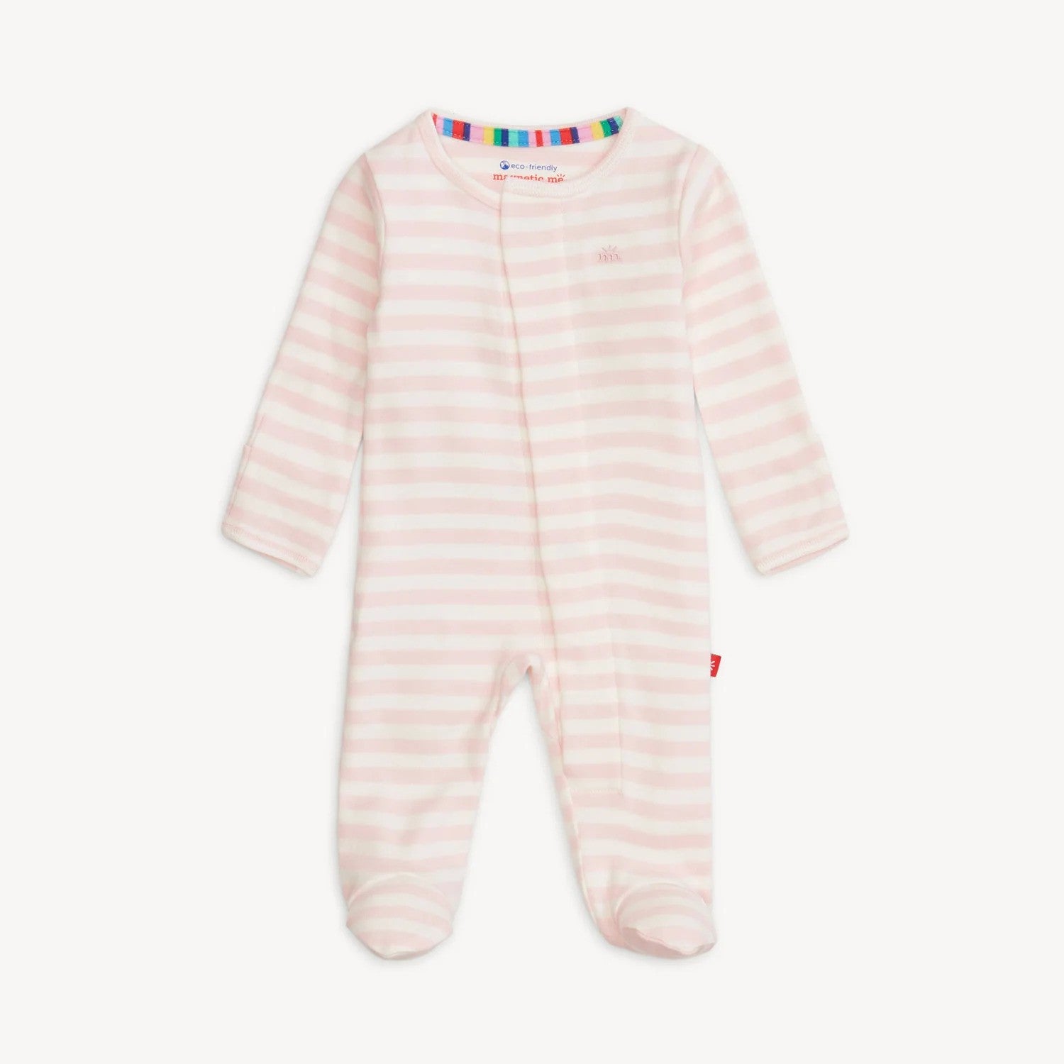 Magnetic Me Pink Stripe Organic Cotton Magnetic Footie