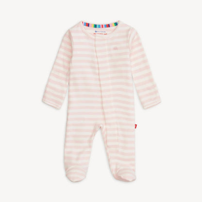 Magnetic Me Pink Stripe Organic Cotton Magnetic Footie