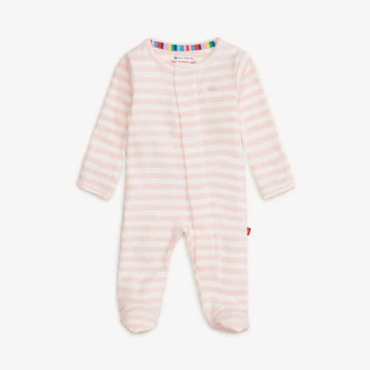 Magnetic Me Pink Stripe Organic Cotton Magnetic Footie