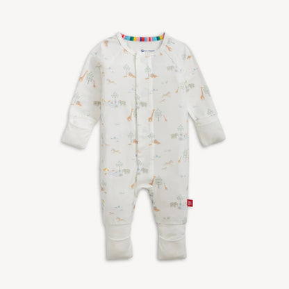 Magnetic Me Infant Sleepwear Unisex Magnetic Me Serene Safari White Modal Convertible Coverall