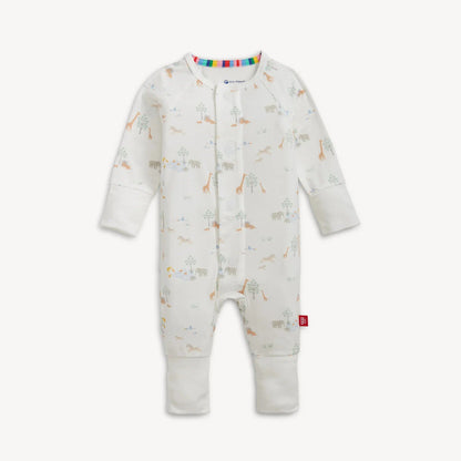 Magnetic Me Infant Sleepwear Unisex Magnetic Me Serene Safari White Modal Convertible Coverall