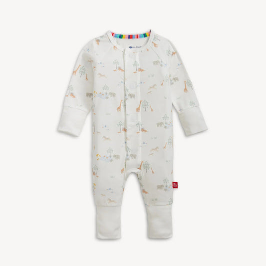 Magnetic Me Infant Sleepwear Unisex Magnetic Me Serene Safari White Modal Convertible Coverall