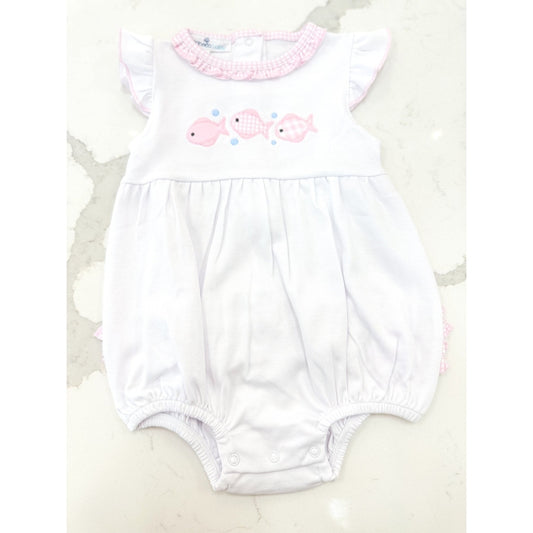 Magnolia Baby Girls Baby Fish Applique Ruffle Flutters Bubble