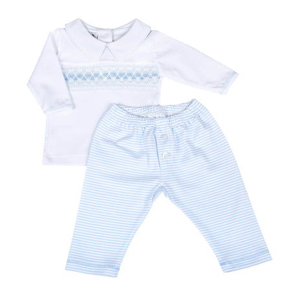 Magnolia Baby Pant Set Blue / 12 Mo Magnolia Baby Lilly and Logan Pink Smocked Collared Girl Pant Set