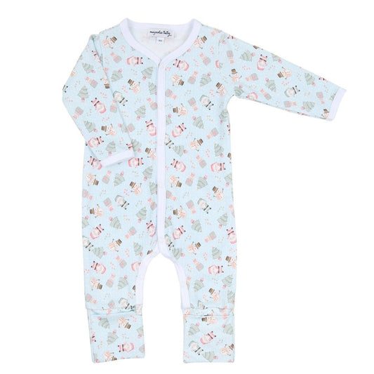 Magnolia Baby Playsuit Blue / 3 Mo Magnolia Baby Sweet Little Christmas Blue Printed Playsuit