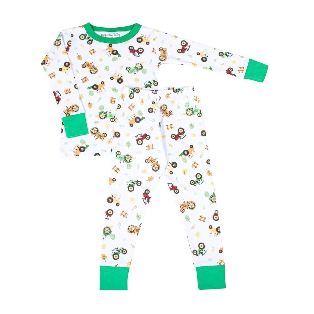 Magnolia Baby Long Pajamas Magnolia Baby Tractor Time Green Long Pajamas