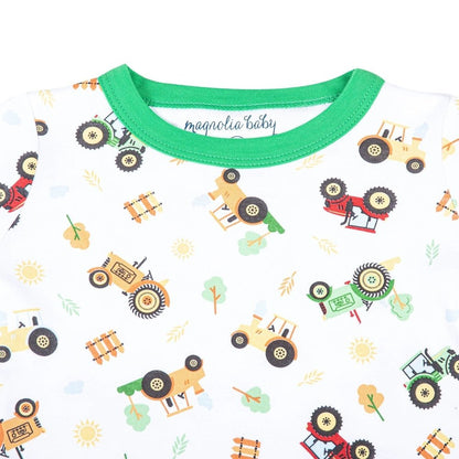 Magnolia Baby Long Pajamas Magnolia Baby Tractor Time Green Long Pajamas