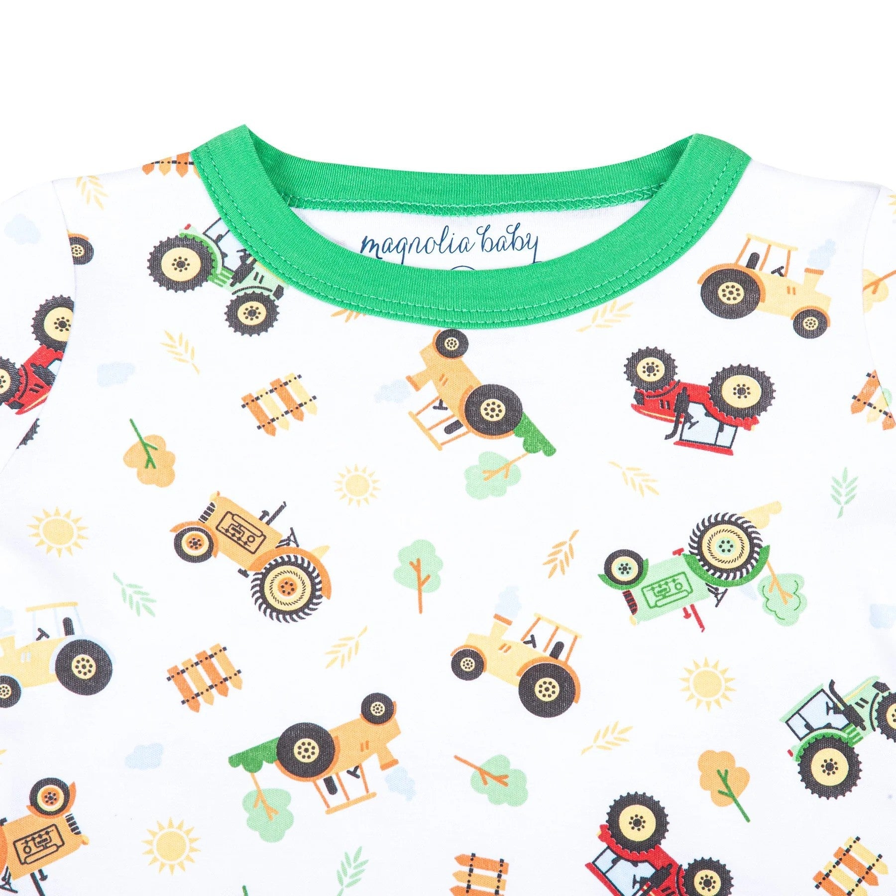 Magnolia Baby Tractor Time Green Long Pajamas