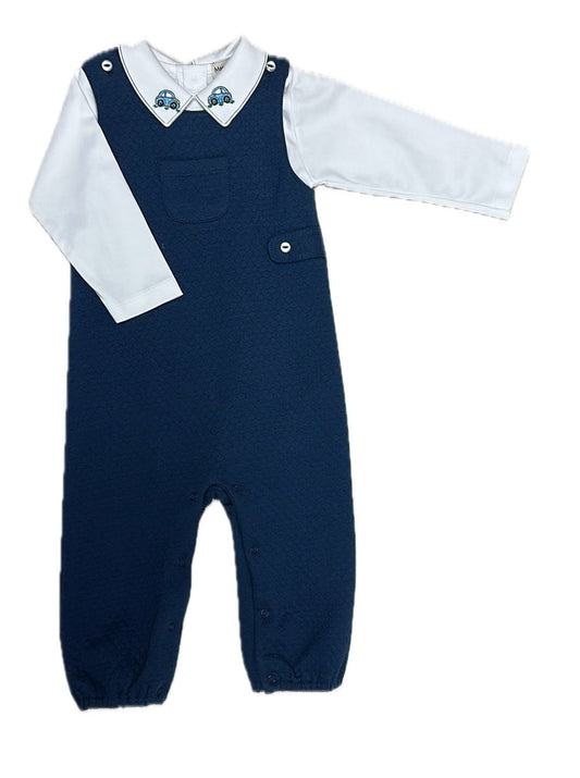 Marco & Lizzy Navy / 9 Mo Marco & Lizzy Ariana and Drew Collection Boys Overall Set