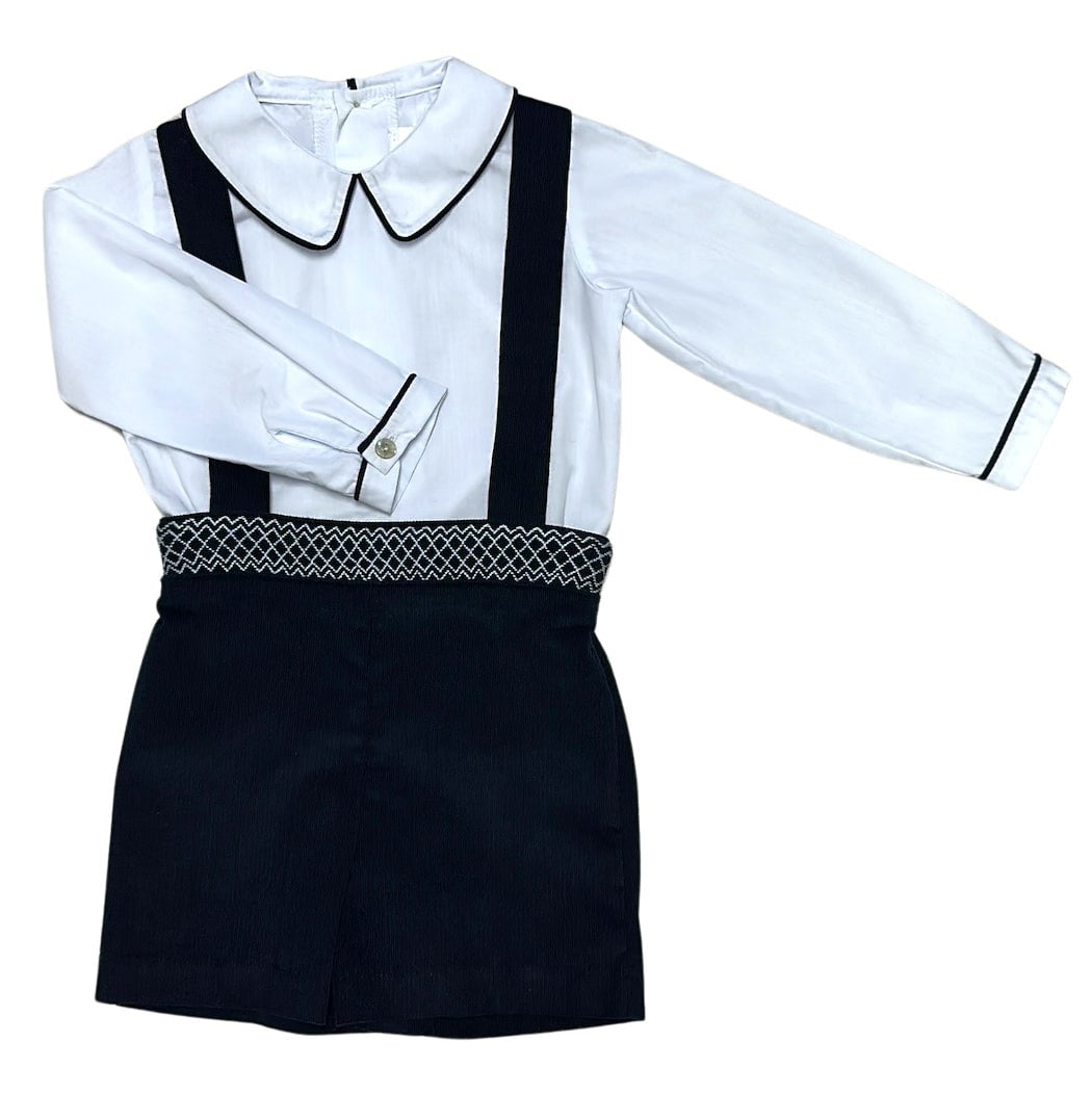Marco & Lizzy Navy / 12 Mo Marco & Lizzy London Collection Hand Smocked Short Set