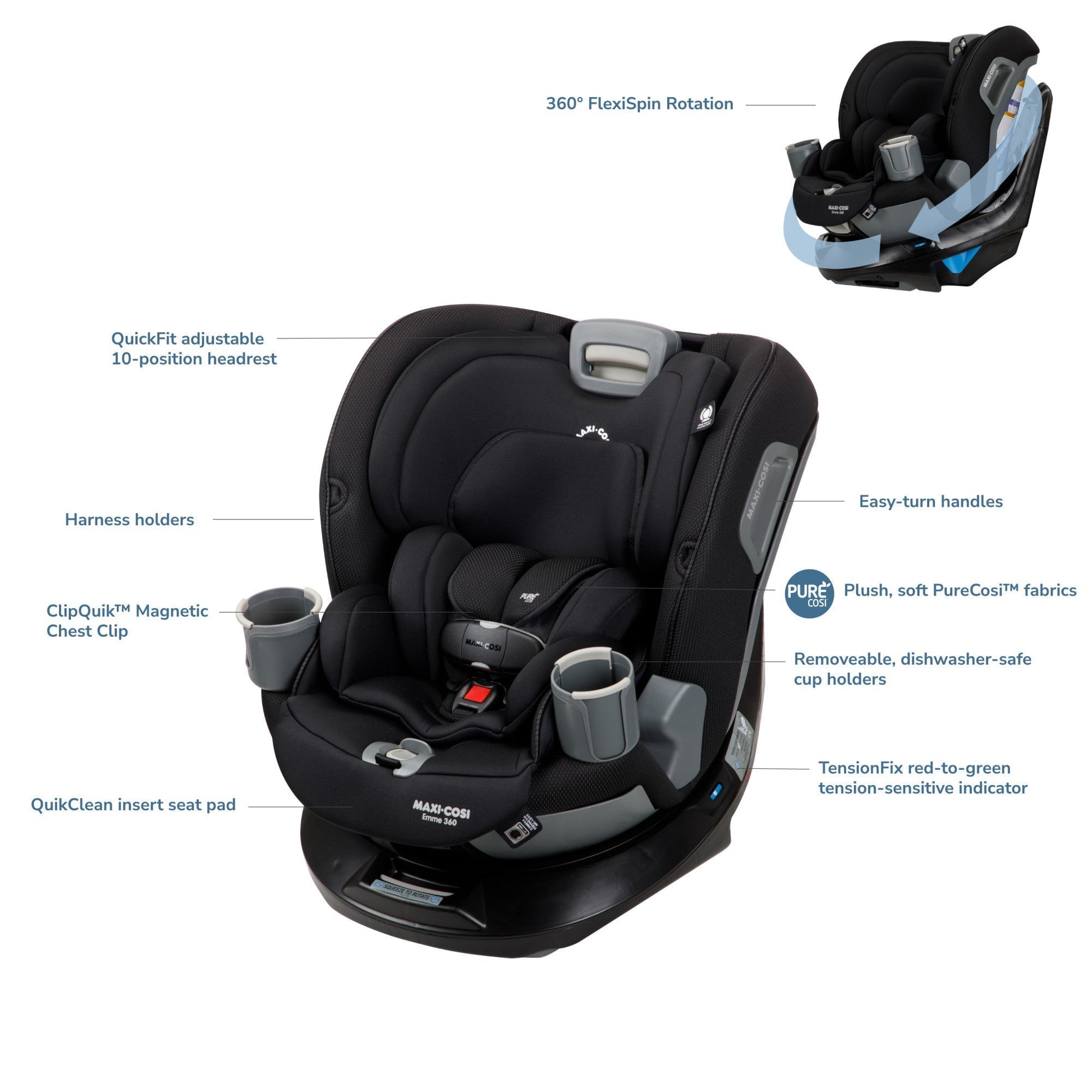 360 spin car seat maxi cosi Maxi Cosi Emme 360 Rotating All-in-One Convertible Car Seat Navy Wonder
