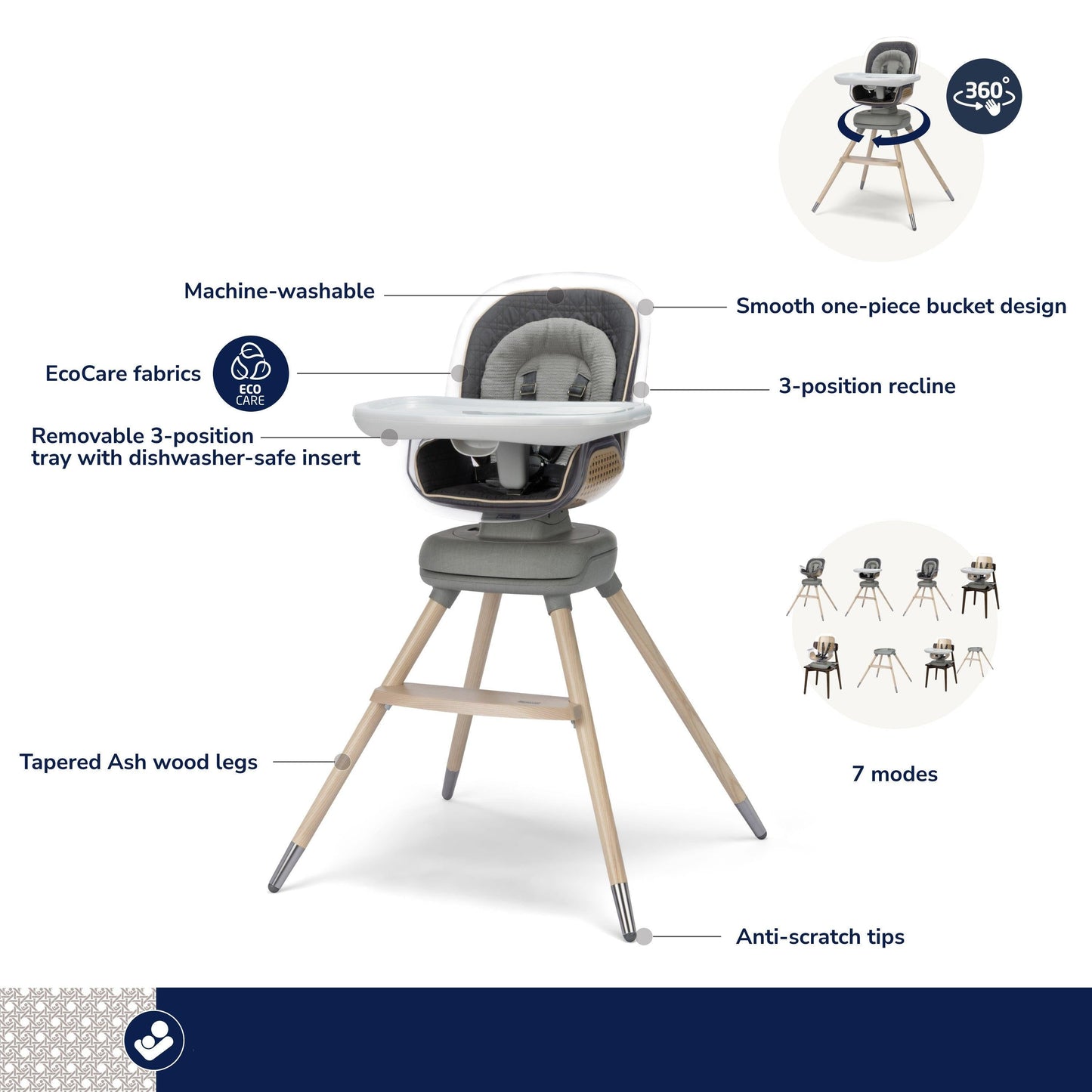Maxi-Cosi High Chairs Maxi-Cosi Kindred Kiskadee 360° Rotating High Chair