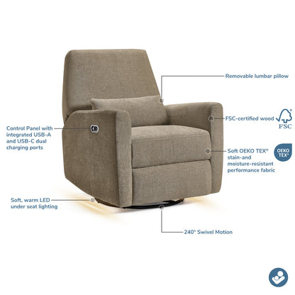 Maxi-Cosi Nursery Gliders & Rockers Maxi-Cosi Nursery Ansel Swivel Glider & Power Recliner with Nightlight