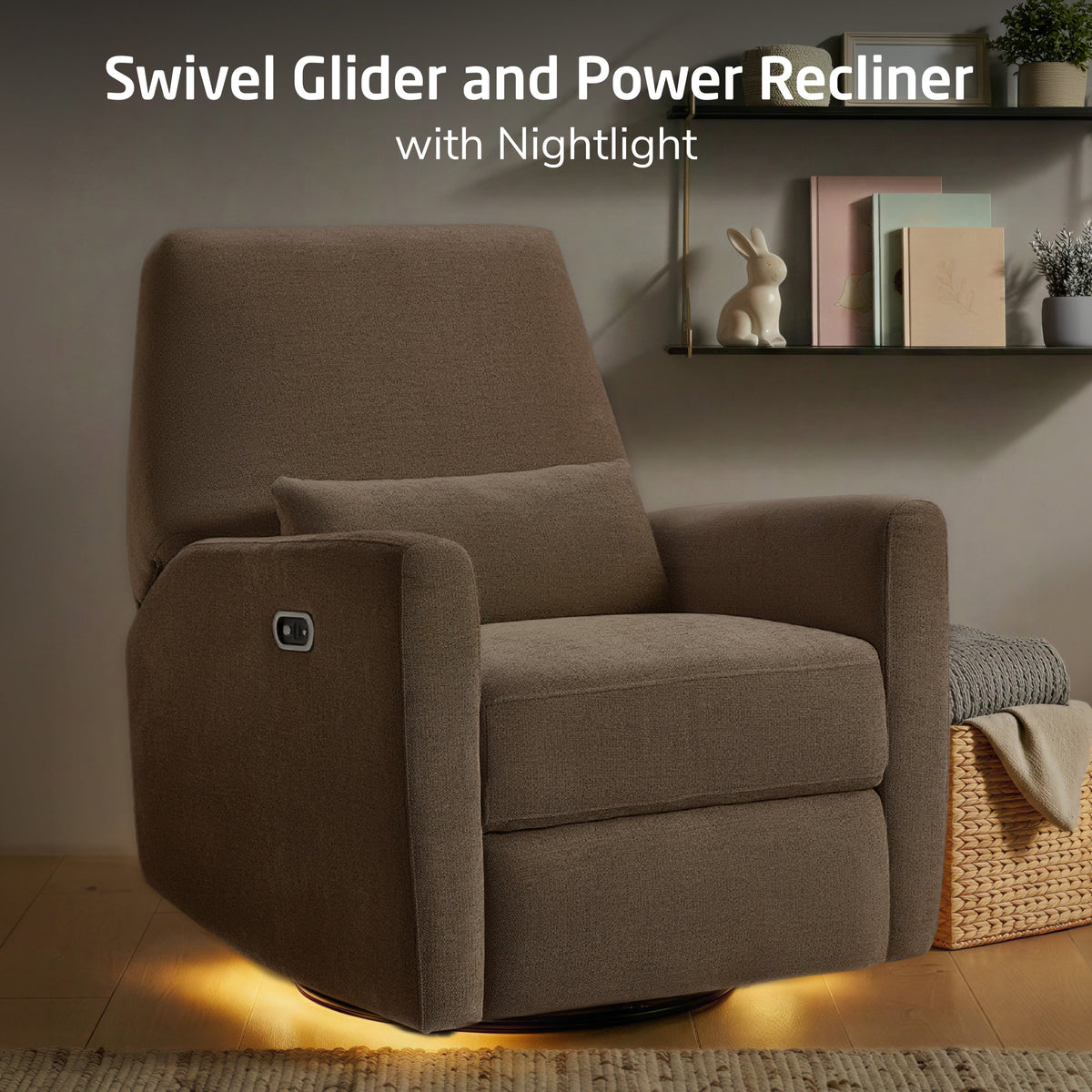 Maxi-Cosi Nursery Gliders & Rockers Maxi-Cosi Nursery Ansel Swivel Glider & Power Recliner with Nightlight